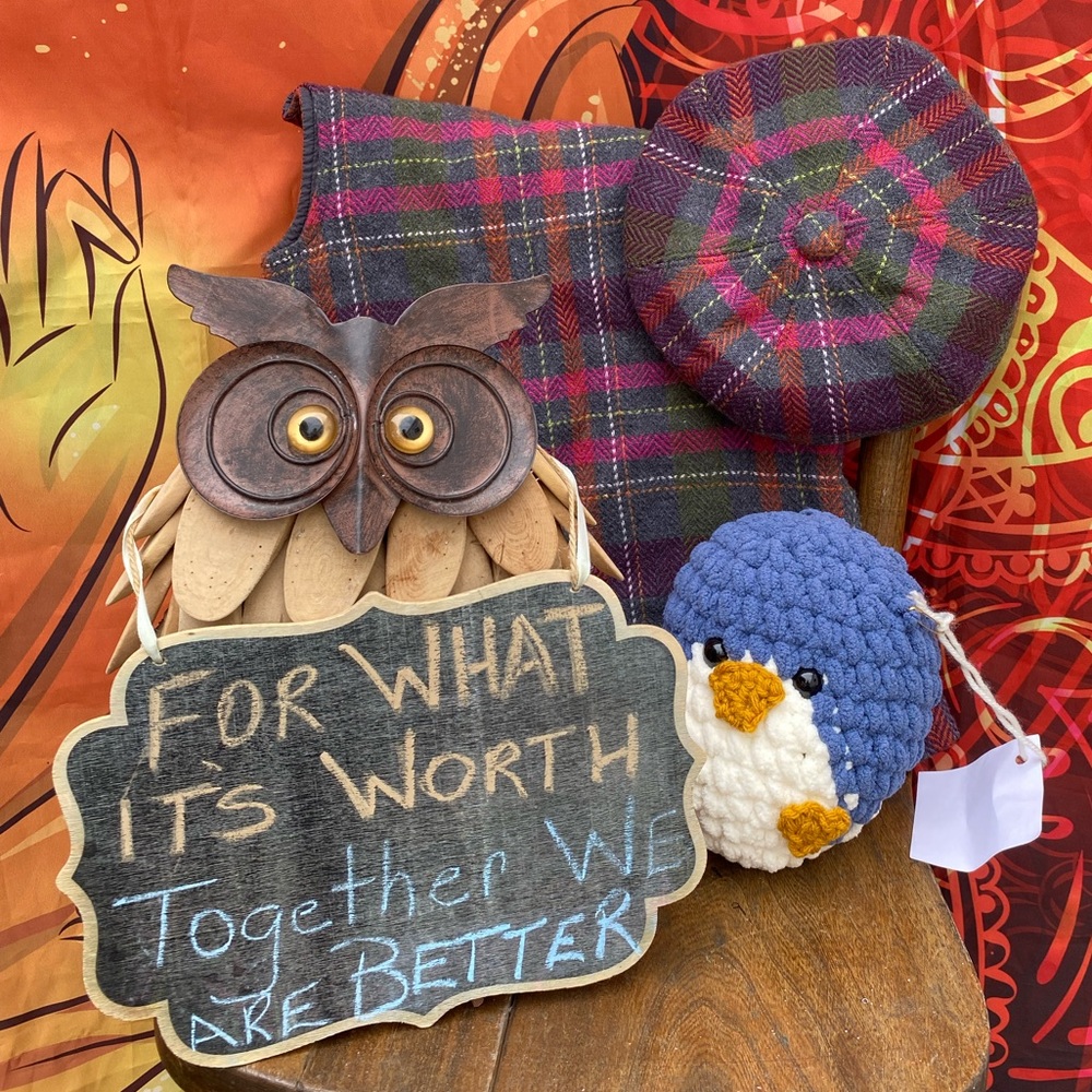 Gymboree Tartan Raspberry Dress & Beret Set - Includes Handmade Snuffy Stuffy